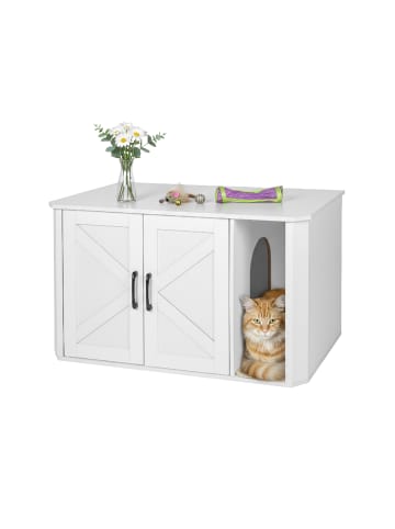 relaxdays Katzenschrank in Weiß - (B)85 x (H)50 x (T)49 cm