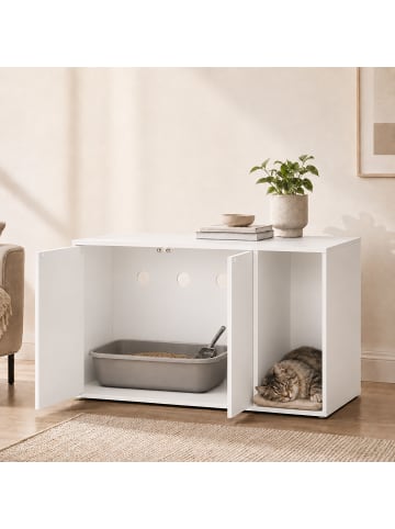 relaxdays Katzenschrank in Weiß - (B)72 x (H)50 x (T)50 cm