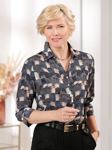 WITT WEIDEN Druckbluse in beige-schwarz-bedruckt