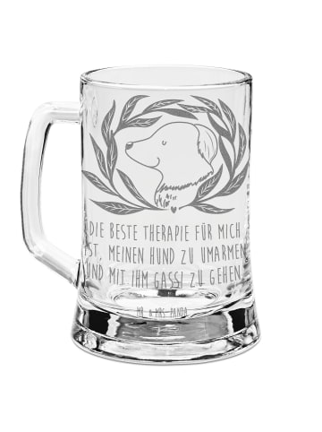 Mr. & Mrs. Panda Bierkrug Hund Blumen mit Spruch in Transparent