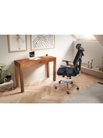 FineBuy Schreibtisch in Braun / Sheesham / 120x40x70