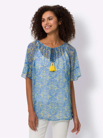 Heine Chiffonbluse in himmelblau-limone-bedruckt