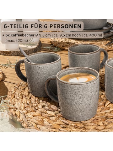 Sänger Kaffeebecher Set Kairo Graphit - 6 teilig aus Steingut