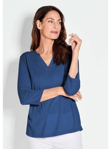 GOLDNER Kurzgröße:  Shirt Modisches 3/4-Arm-Oberteil in royalblau