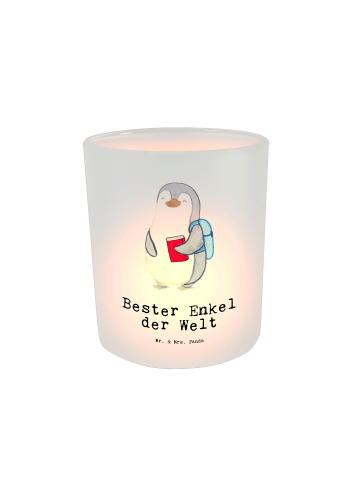 Mr. & Mrs. Panda Windlicht Pinguin Bester Enkel der Welt mit Spruch in Transparent