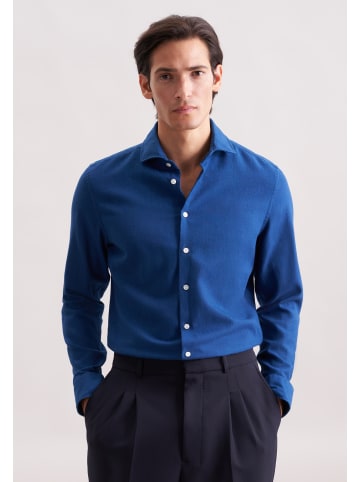 Seidensticker Flanellhemd Slim in Dunkelblau