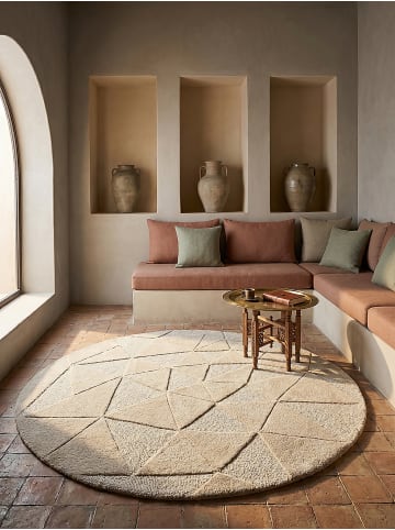 KADIMA DESIGN Teppich Wolle Handgetuftet DEBEN Geometrisch Wohnzimmer Modern in Natur