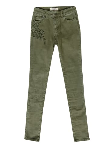 KOROSHI Schlanke Doppel-Push-Up-Jeans mit Stickerei für Damen in grun