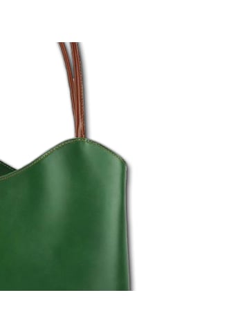 Florence Florence Schultertasche, Rucksack Leder grün, braun ca. 28cm
