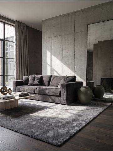KADIMA DESIGN Hochflorteppich Uni Antirutsch weich wohnlich Wohnzimmer gemütlich in Anthrazit