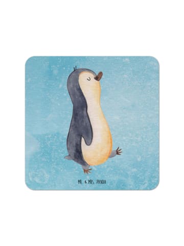 Mr. & Mrs. Panda Bierdeckel Pinguin marschieren ohne Spruch in Eisblau