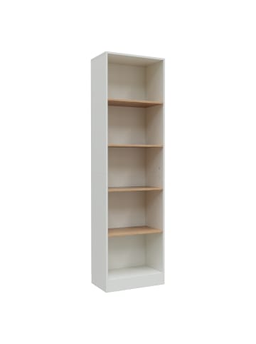 VCM Bücherregal Dilos 183 x 52 cm für Aktenordner in Weiß / Honig-Eiche
