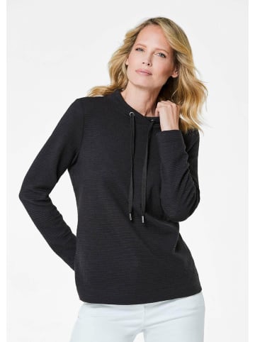 GOLDNER Sweatshirt Langarm Viskose-Pullover, Stehbund in schwarz