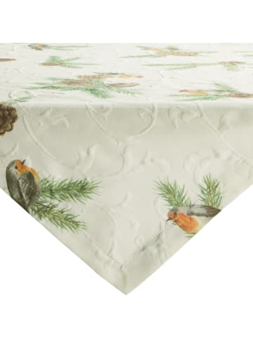 Erwin Müller Baumwollmischung Mitteldecke in natur-braun-grün