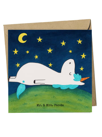 Mr. & Mrs. Panda Glückwunschkarte Einhorn Sternenhimmel Design o... in Weiß