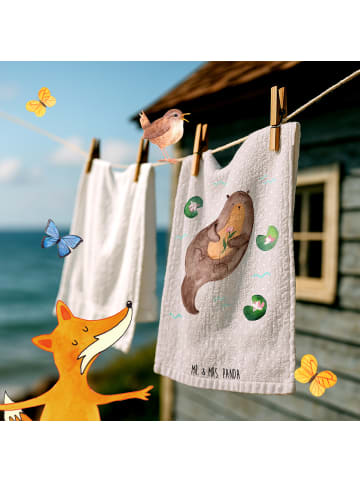 Mr. & Mrs. Panda Gästetuch Otter Seerose ohne Spruch in Grau Pastell