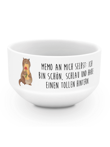 Mr. & Mrs. Panda Obstschale Otter Blumenstrauß mit Spruch in Weiß