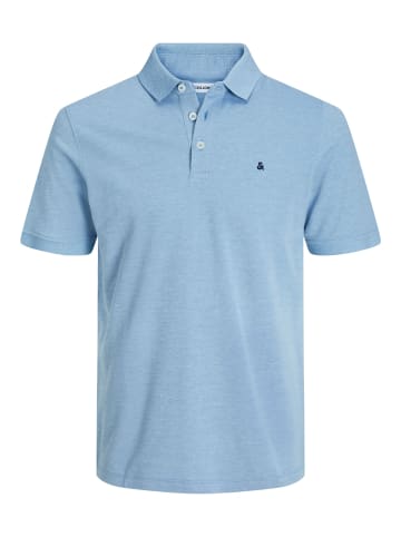 Jack & Jones Polo Shirt JJEPAULOS Sommer Hemd Kragen Pique Cotton in Himmelblau