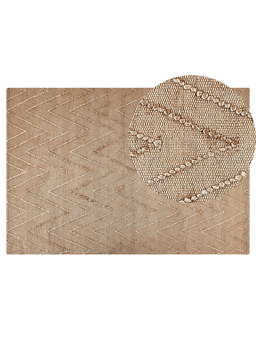 Beliani Geflochtener Teppich DADAY in Beige - (W) 140 x (H) 140 x (L) 200 cm