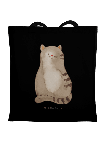 Mr. & Mrs. Panda Schultertasche Katze Sitzen ohne Spruch in Schwarz