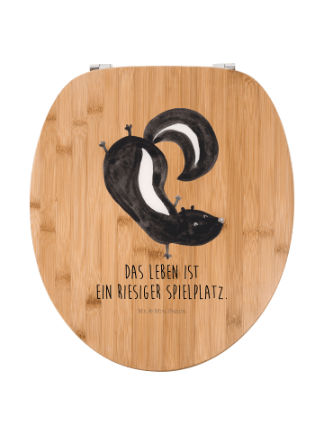 Mr. & Mrs. Panda Motiv WC Sitz Stinktier Handstand mit Spruch in Braun