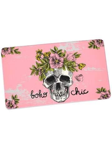 Geda Labels Frühstücksbrettchen Skull bohochic in Rosa - 23,5x14,5x0,3