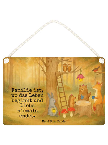 Mr. & Mrs. Panda Holztafel Waldtiere Picknick Design mit Spruch in Weiß