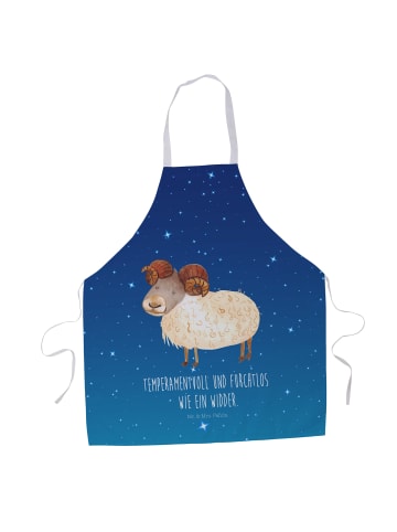 Mr. & Mrs. Panda Grillschürze Sternzeichen Widder mit Spruch in Sternenhimmel Blau