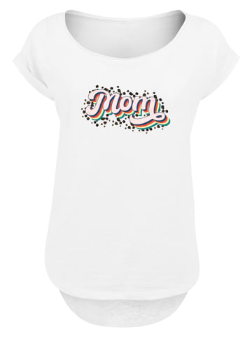 F4NT4STIC Long Cut T-Shirt Mothers Day Tribute with Playful Mom Lettering in Rainbow Design in weiß