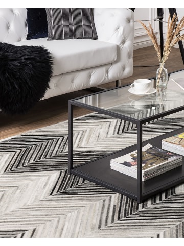 Beliani Kurzflor AYTEPE in Grau/Weiß/Schwarz - (W) 140 x (H) 1 x (L) 200 cm
