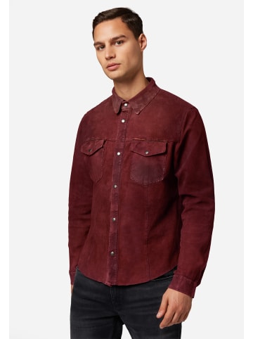 Ricano Herren Lederhemd Reverse Shirt in schönem Bordeaux