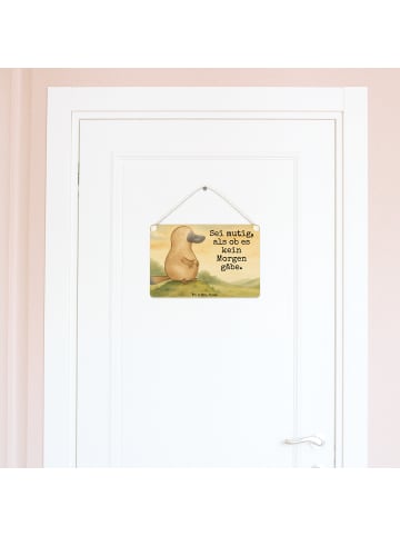 Mr. & Mrs. Panda Schild Schnabeltier Mut Design mit Spruch in Weiß