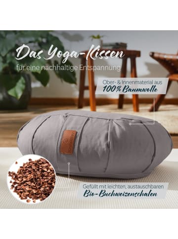 DoYourFitness Yoga-Kissen Ganesh gefüllt Buchweizen grau Halbmond grau