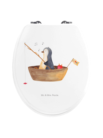 Mr. & Mrs. Panda Motiv WC Sitz Pinguin Angelboot ohne Spruch in Weiß