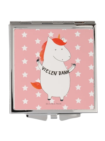 Mr. & Mrs. Panda Schminkspiegel klein Einhorn Dankeschön ohne Sp... in Rot Pastell