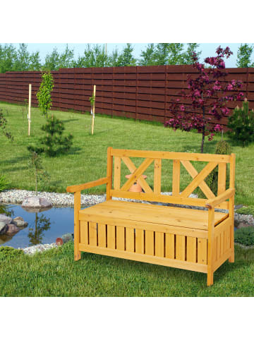 relaxdays Gartenbank in Natur - (B)115 x (H)85 x (T)60 cm