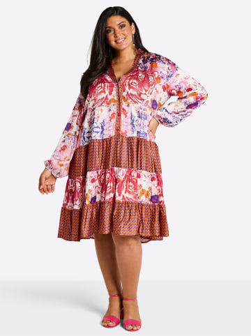 sheego Kleid in ecru-lila-bedruckt