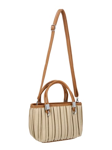 Usha Women Eco-Leather Zip-Up Handbag in Beige