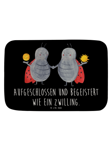 Mr. & Mrs. Panda Badezimmerteppich Sternzeichen Zwilling mit Spruch in Schwarz