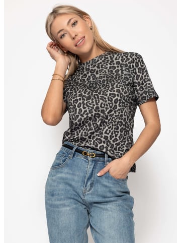 SASSYCLASSY T-Shirt mit Leo-Print in Grau