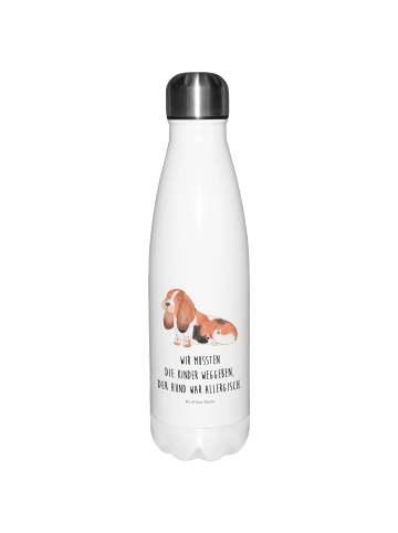 Mr. & Mrs. Panda Thermosflasche Hund Basset Hound mit Spruch in Weiß
