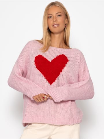 SASSYCLASSY Oversize Pullover mit Herz in Rosa