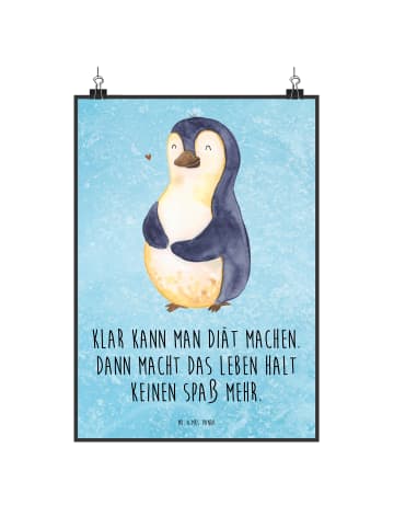 Mr. & Mrs. Panda kunstposter Pinguin Diät mit Spruch in Eisblau