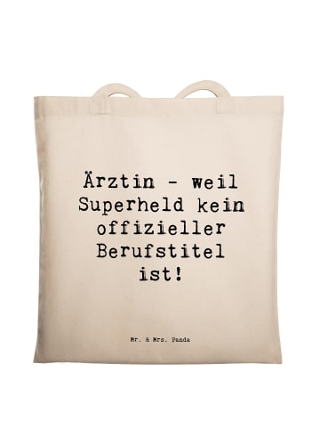 Mr. & Mrs. Panda Tasche Spruch Ärztin Superheld mit Spruch in Creme