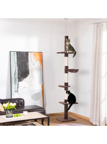Pawhut Kratzbaum deckenhoch Braun 40L x 34B x 230-260H cm