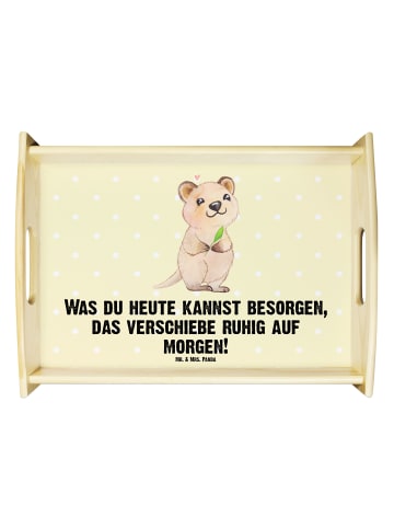 Mr. & Mrs. Panda Servier Tablett Quokka Happy mit Spruch in Gelb Pastell