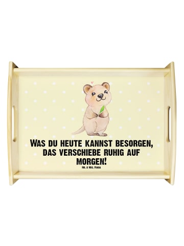 Mr. & Mrs. Panda Serviertablett Quokka Happy mit Spruch in Gelb Pastell