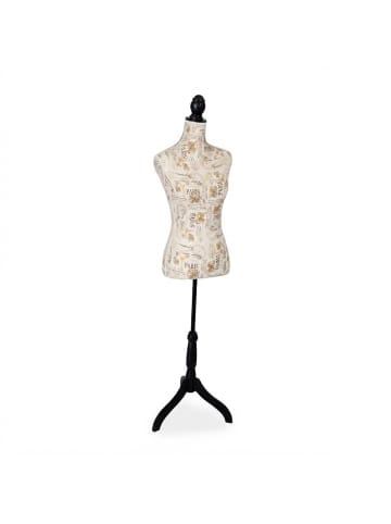 relaxdays Schneiderpuppe "London" in Creme/ Schwarz