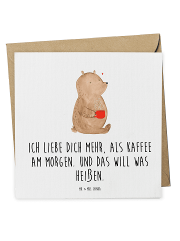 Mr. & Mrs. Panda Einladungskarte Bär Morgenkaffee mit Spruch in Weiß