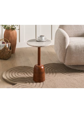 Beliani Beistelltisch HARTWELL in Braun/Beige - (W) 36 x (H) 54 x (L) 36 cm